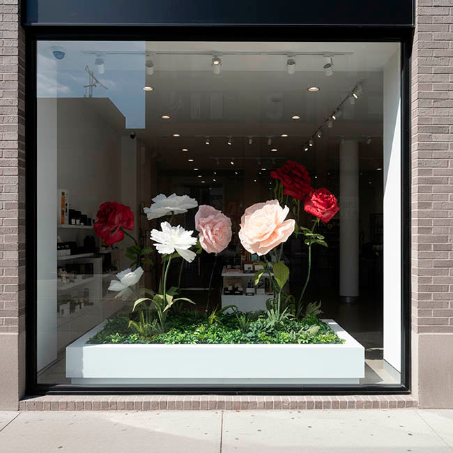 Giant Romantic Paper Flower Roses w Base Set 3 Red (160cmH)