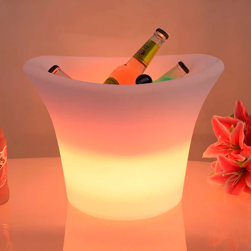 LED Glow Ice Bucket Remote Round White (36cmDx27cmH)