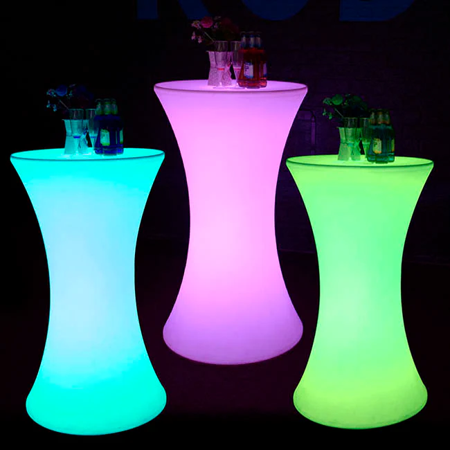 LED Glow Event Cocktail Bar Table Round White (60cmDx110cmH)