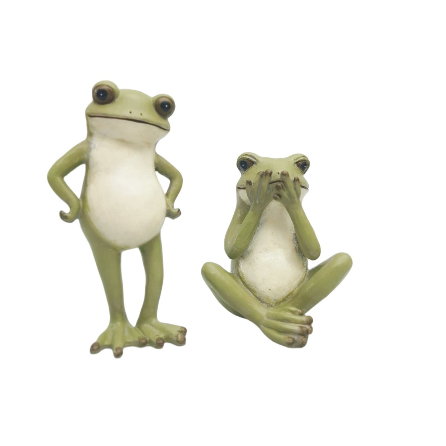 Sitting Frog Resin Ornament Green 15cm