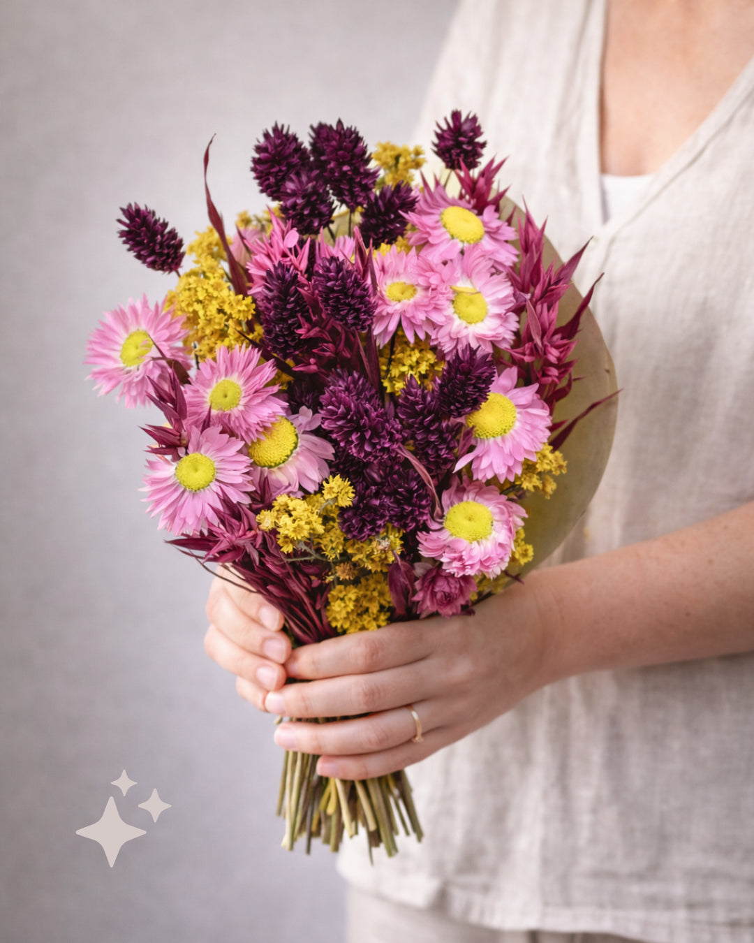 Dried Eco Flower Bouquet Penny, 50cm, Pink (Limited supply)