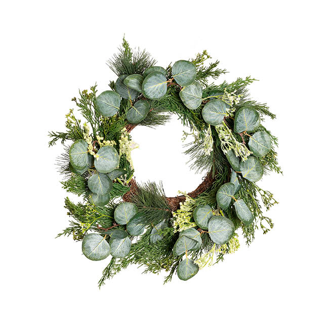 Cedar Pine Eucalyptus Wreath Green (50cmD)