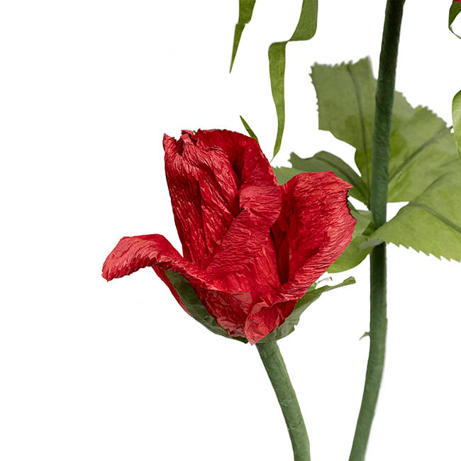 Giant Romantic Paper Flower Roses w Base Set 3 Red (160cmH)