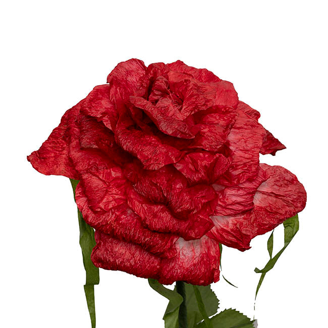 Giant Romantic Paper Flower Roses w Base Set 3 Red (160cmH)