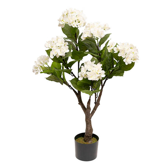 Real Touch Artificial Hydrangea Tree Potted White (90cmH)