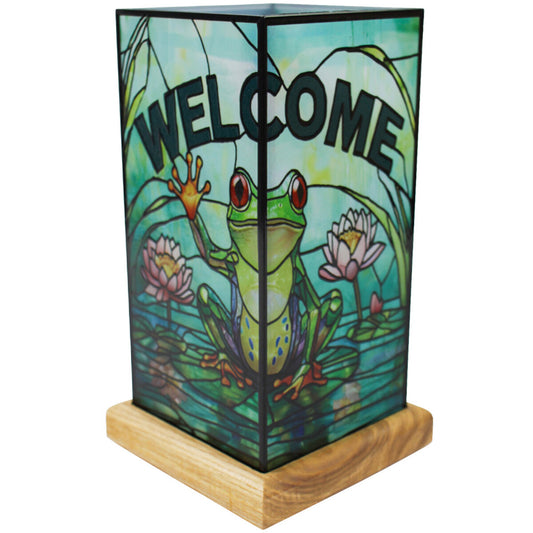Welcome Frog Stained Glass USB Table Lamp
