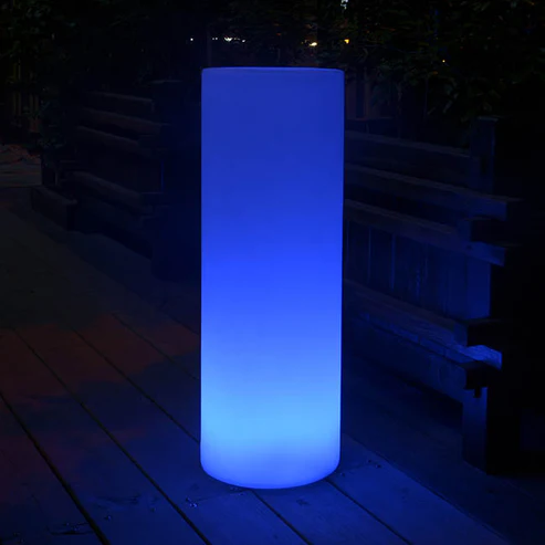 LED Glow Plinth Round w Remote White (38cmDx80cmH)
