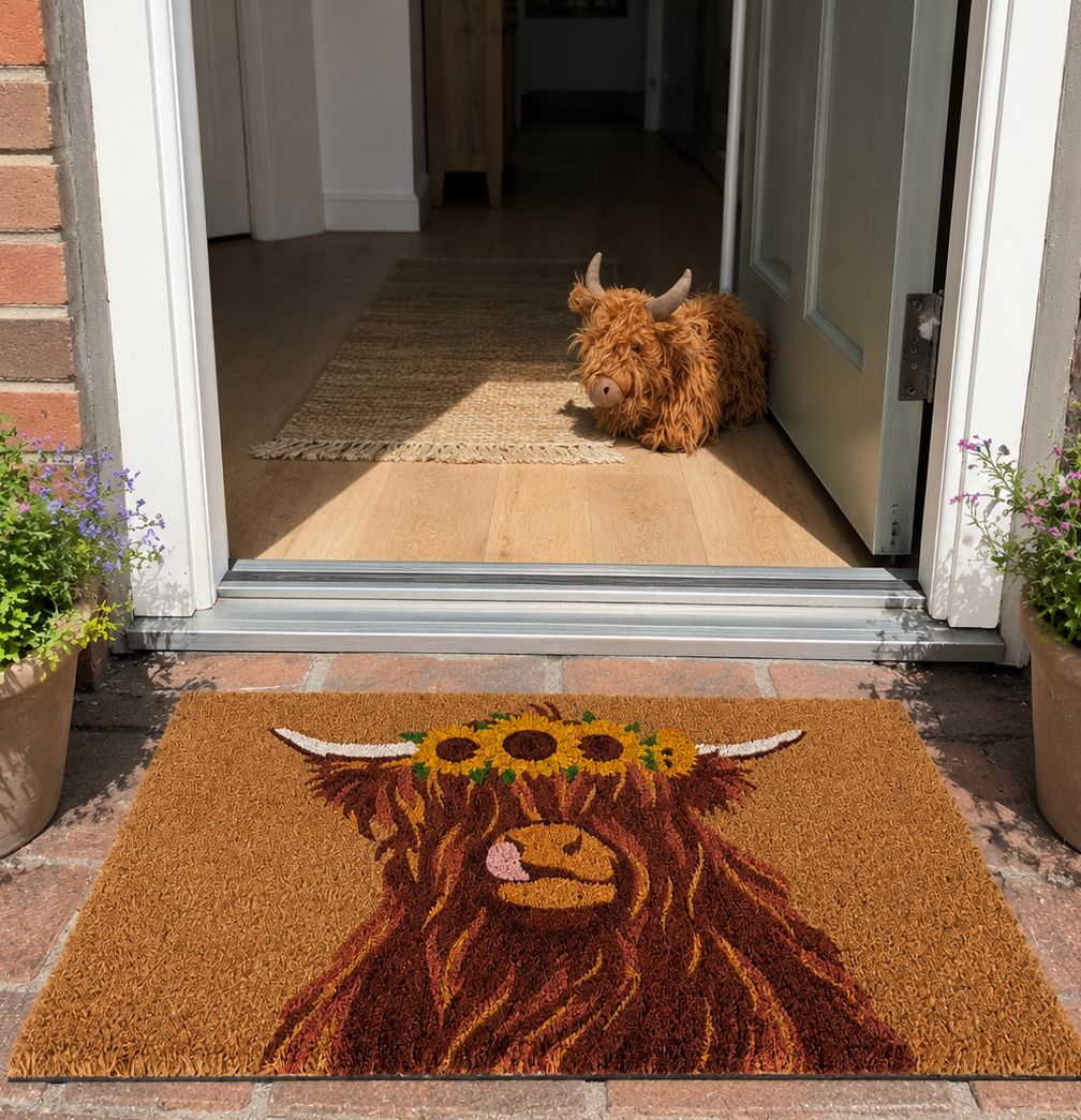 Highland Cow Doorstopper Brown 28cm